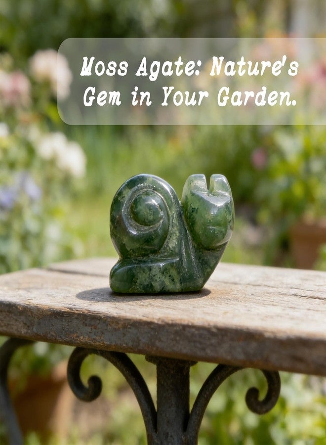 Taxhtext Moss Agate Crystal Garden Decor - Green Thumb Gardening Gift for Plant Lovers, Natural Stone Lucky Charm for Garden Soil, Potted Plants, Indoor Outdoor Nature Decor (Snail) - Image 2