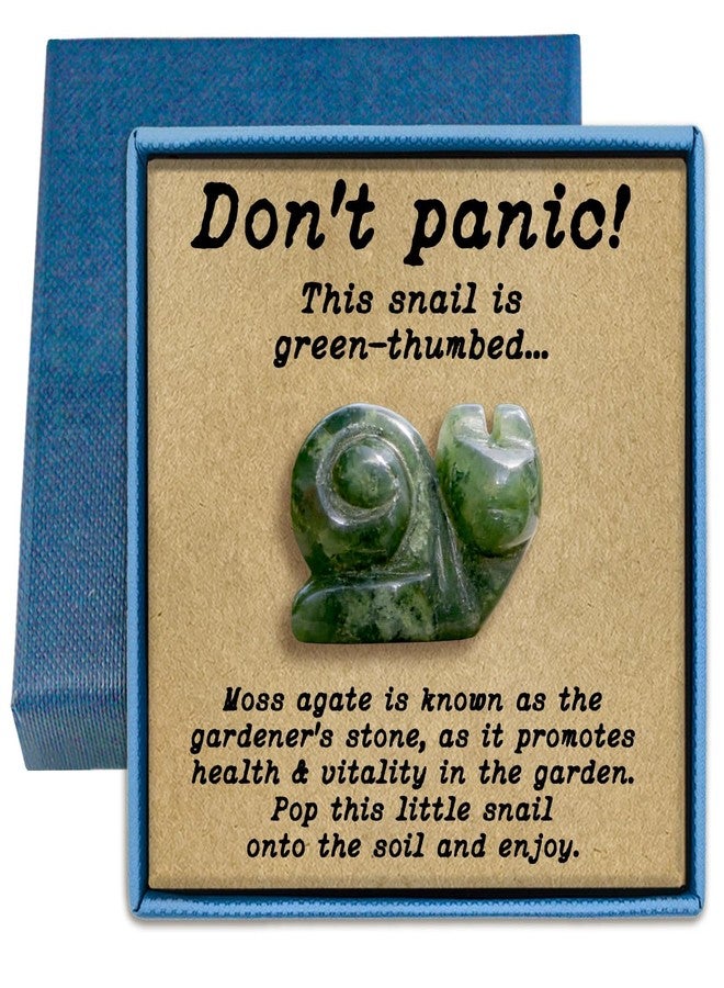 Taxhtext Moss Agate Crystal Garden Decor - Green Thumb Gardening Gift for Plant Lovers, Natural Stone Lucky Charm for Garden Soil, Potted Plants, Indoor Outdoor Nature Decor (Snail) - Image 1