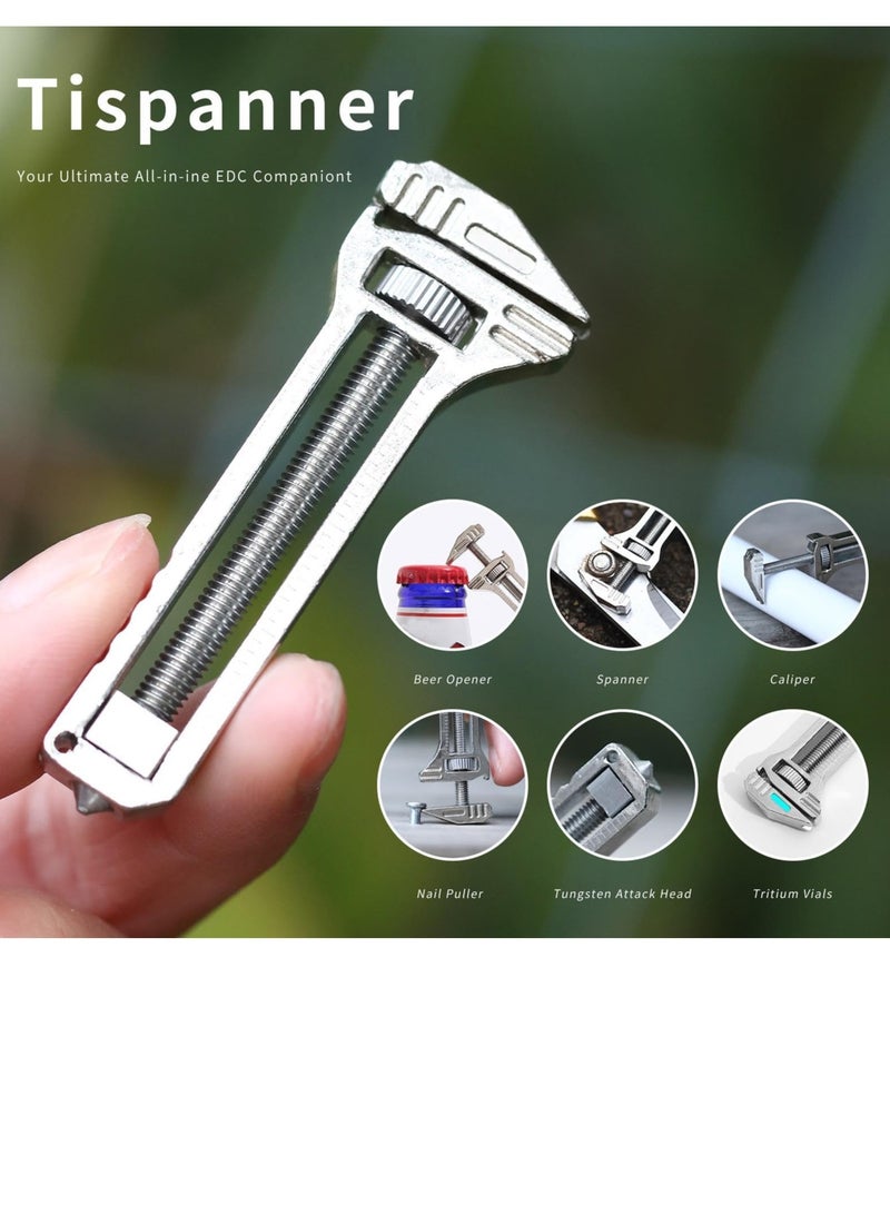 Mini Alloy Multi-tool, Multi Functional Wrench Tool Titanium Mini Spanner, Beer Opener, Nail Puller, Edc Pocket Multi Tool, for Repairing, Backpacking, Camping, and Hiking - Image 2