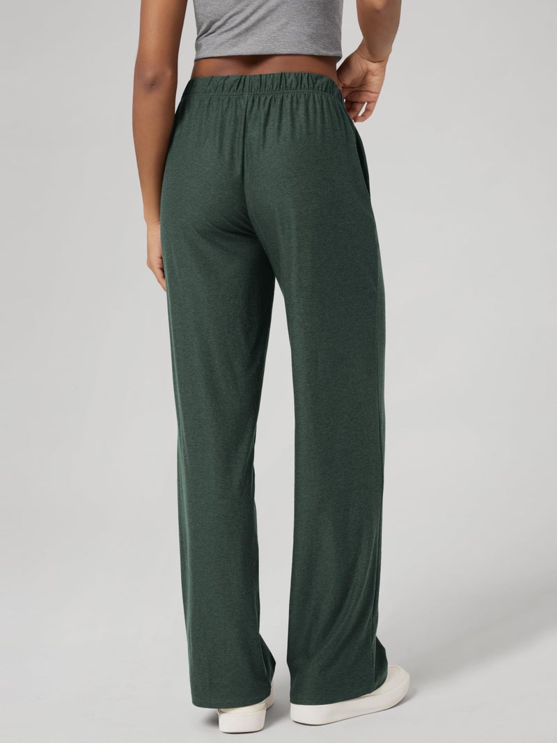 ODODOS Women's Straight Leg Pants Ultra Soft odSTRATUM Tech Relaxed Casual Pajama Lounge Pants with Pockets-27 Inseam, Aspen Heather, Medium - Image 4