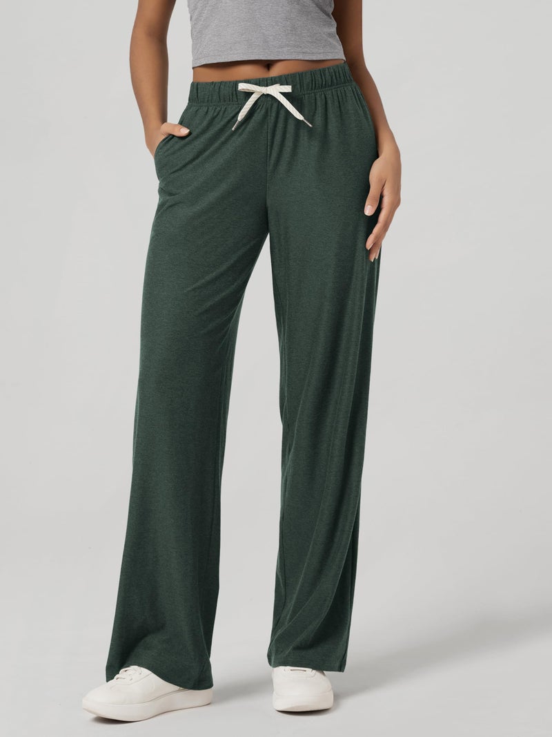 ODODOS Women's Straight Leg Pants Ultra Soft odSTRATUM Tech Relaxed Casual Pajama Lounge Pants with Pockets-27 Inseam, Aspen Heather, Medium - Image 3