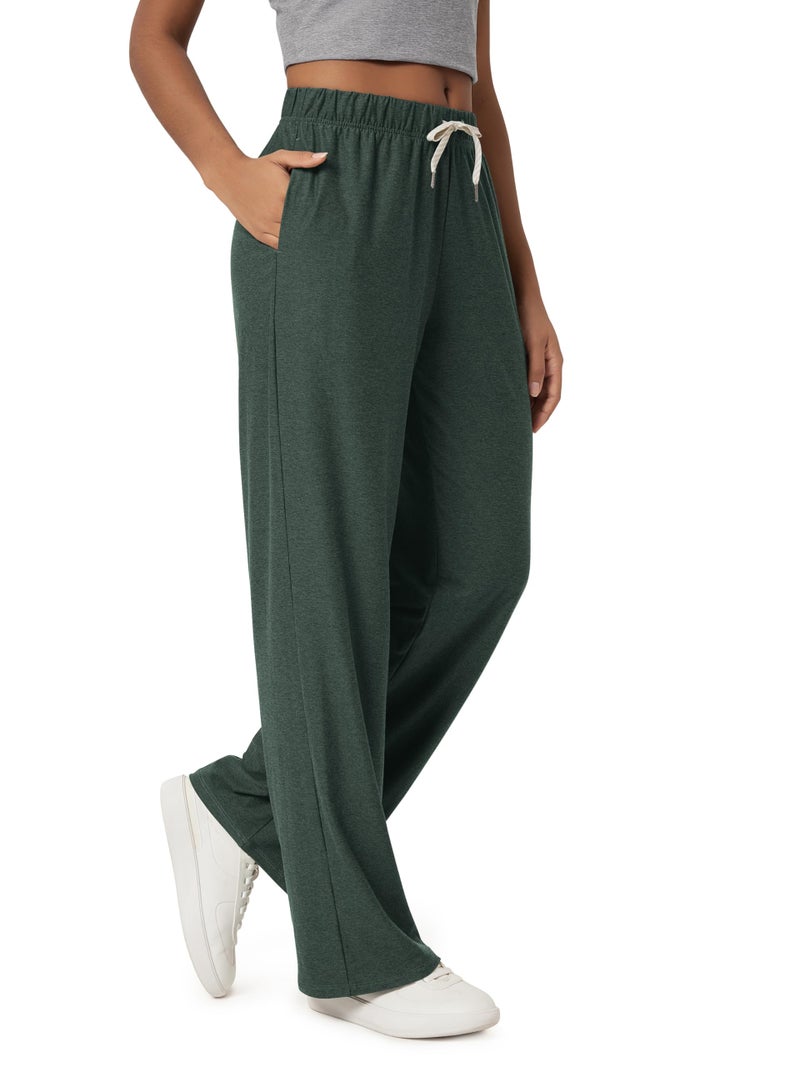 ODODOS Women's Straight Leg Pants Ultra Soft odSTRATUM Tech Relaxed Casual Pajama Lounge Pants with Pockets-27 Inseam, Aspen Heather, Medium - Image 1