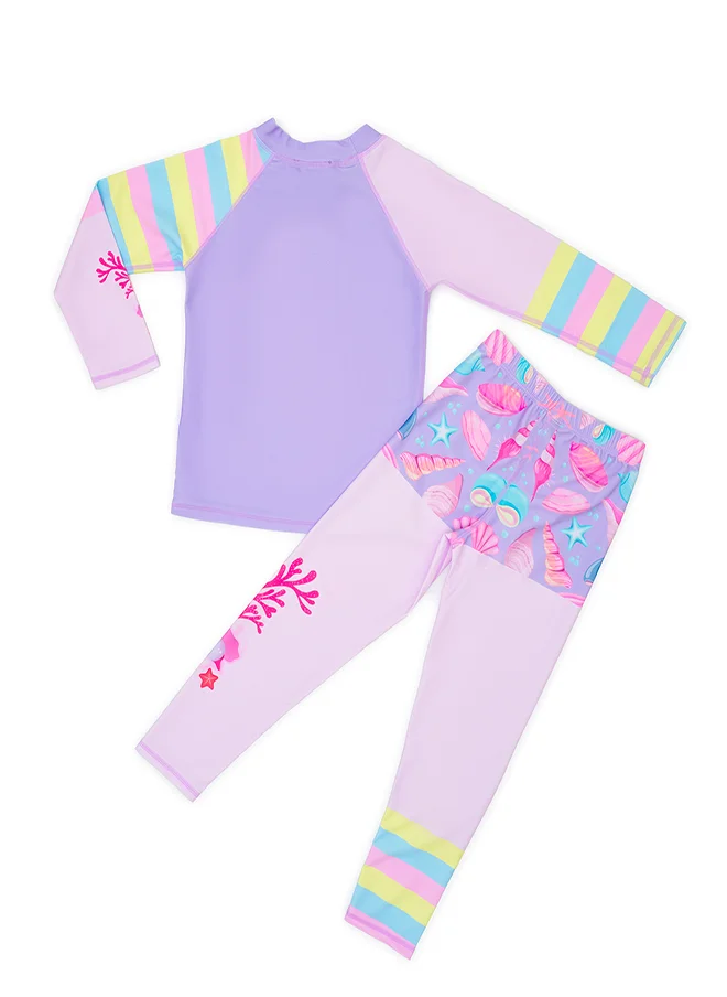 babyqlo Rainbow Mermaid Girls' Swimwear 2 Piece Set