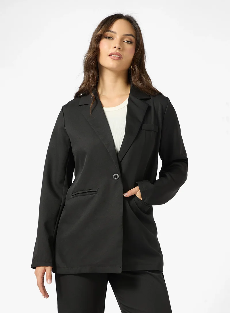 جينجر Tailored Relax Fit Blazer & Flared Pant Suit Set