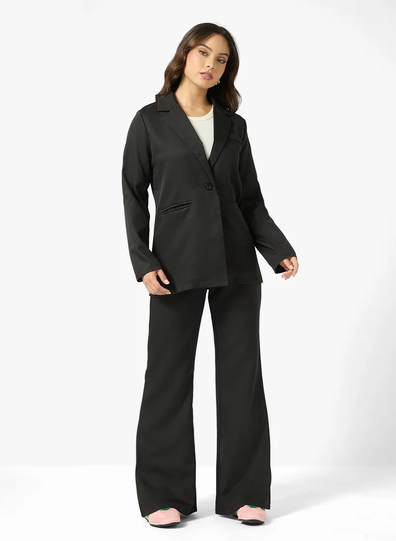 Ginger Tailored Relax Fit Blazer & Flared Pant Suit Set