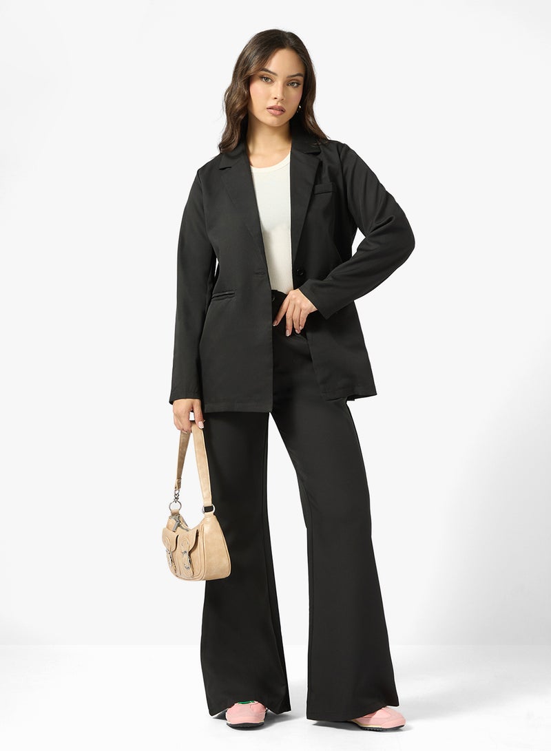 Ginger Tailored Relax Fit Blazer & Flared Pant Suit Set - Image 5