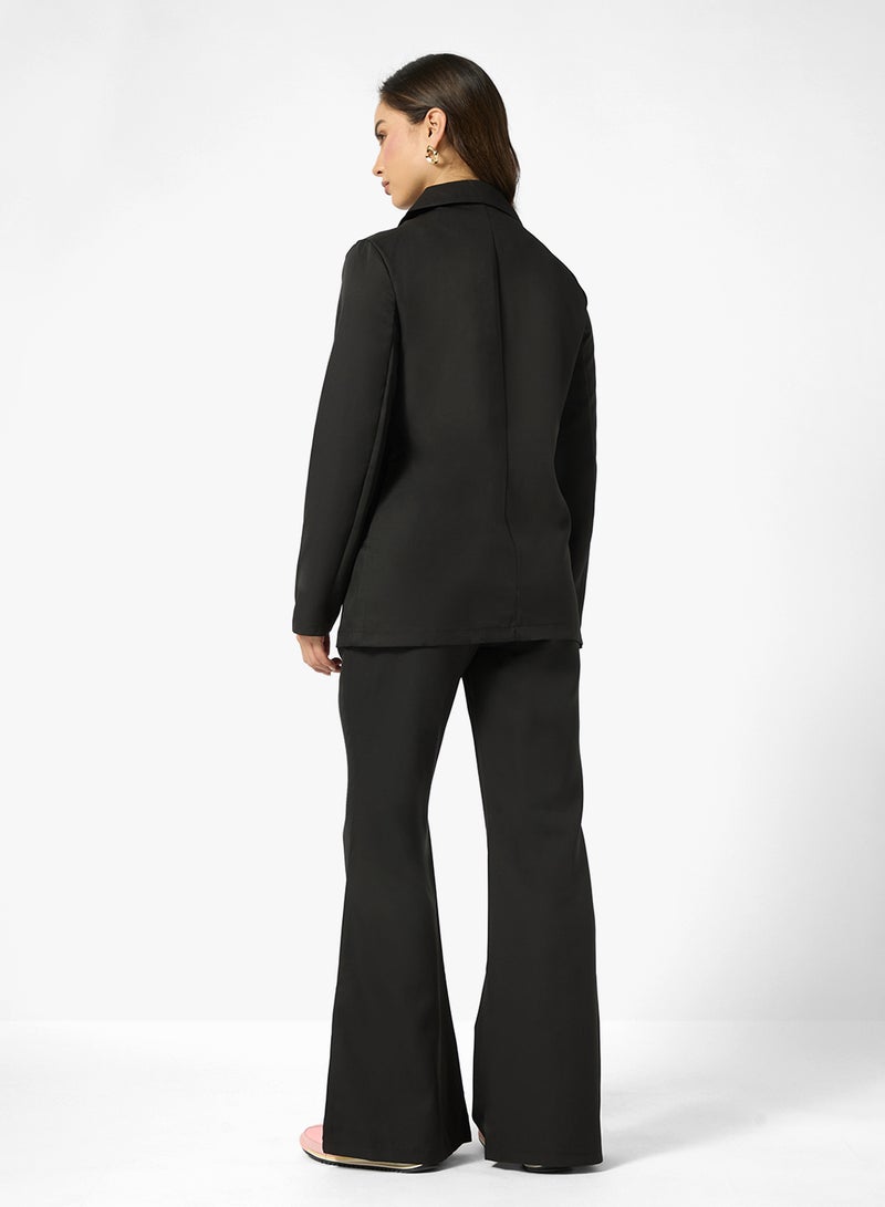 Ginger Tailored Relax Fit Blazer & Flared Pant Suit Set - Image 2