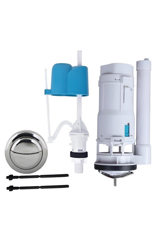 TAXAN POLYMERS Taxan Toilet Plastic Dual Flush Valve, Flush Siphon,Fill Valve With Toilet Repair Kit Abs Push Chrome Plated Button For Tank Commode Fixed Together Commode Cistern (8" Inch) - Image 1