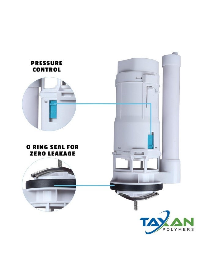 TAXAN POLYMERS Taxan Toilet Plastic Dual Flush Valve, Flush Siphon,Fill Valve With Toilet Repair Kit Abs Push Chrome Plated Button For Tank Commode Fixed Together Commode Cistern (8" Inch) - Image 2