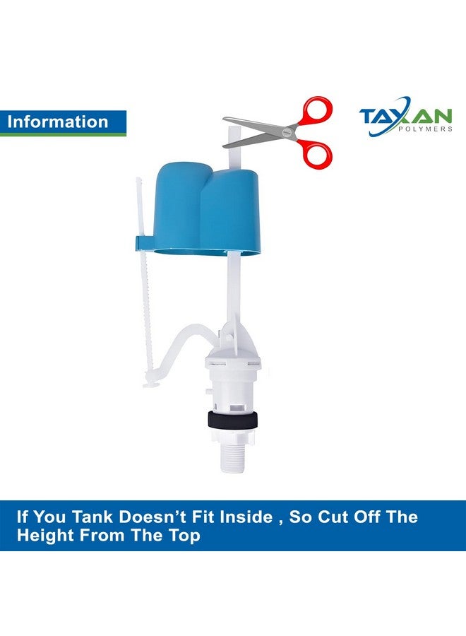 TAXAN POLYMERS Taxan Toilet Plastic Dual Flush Valve, Flush Siphon,Fill Valve With Toilet Repair Kit Abs Push Chrome Plated Button For Tank Commode Fixed Together Commode Cistern (8" Inch) - Image 4