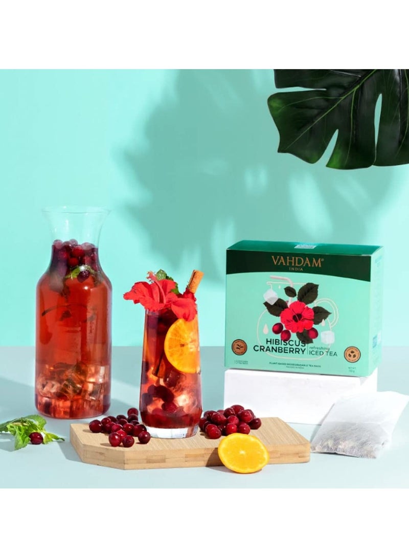 فادام شاي الكركديه بالتوت البري المثلج بالتوت البري 15 كيس شاي مثلج بالكركديه والتوت البري النقي الخالي من السكر القابل للتحلل الحيوي مثالي للموكتيلات والكوكتيلات - Image 5