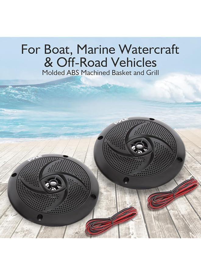 Pyle Low-Profile Waterproof Marine Speakers - 240W 6.5 Inch 2 Way 1 Pair Slim Style Waterproof And Weather Resistant Outdoor Audio Stereo Sound System, For Boat, Off-Road Vehicles - (Black) - Image 2
