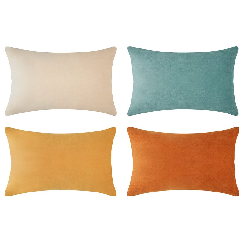 MONDAY MOOSE Decorative Throw Pillow Covers Cushion Cases  Set of 4 Soft Velvet Modern Double-Sided Designs  Mix and Match for Home Decor  Pillow Inserts Not Included (12x20 inch  Orange/Teal)
