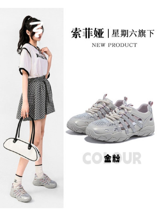 SAFIYA Hot Selling】saturday Brand Women's Gumshoes 2025 New Hollow Mesh Rhinestone Casual Shoes - Image 1