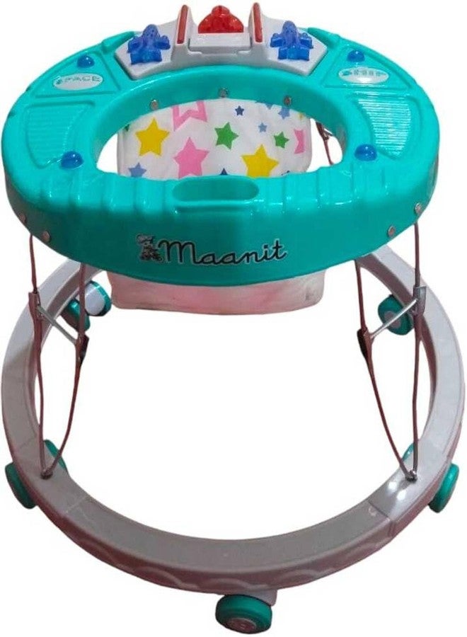 Maanit Musical Baby Walker for 6-24 Months - 2 in1 Walker for Kids, 6-Wheel Adjustable Foldable Infant Walker with Cushioned Seat, 360° Rotating Wheels - Lightweight Safe Learning Walker for Toddlers (Green) - Image 2