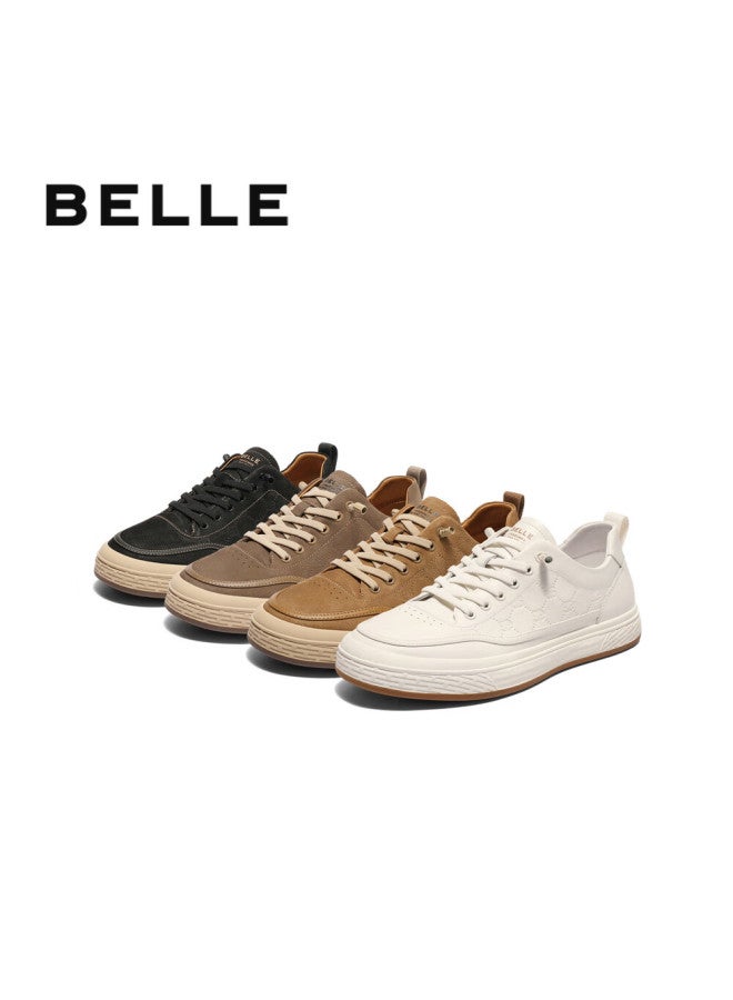 Belle Men's Casual Shoes Genuine Leather Embossed Slip-on Sneakers A1468am5 White - Single Layer A1930 39 - Image 4