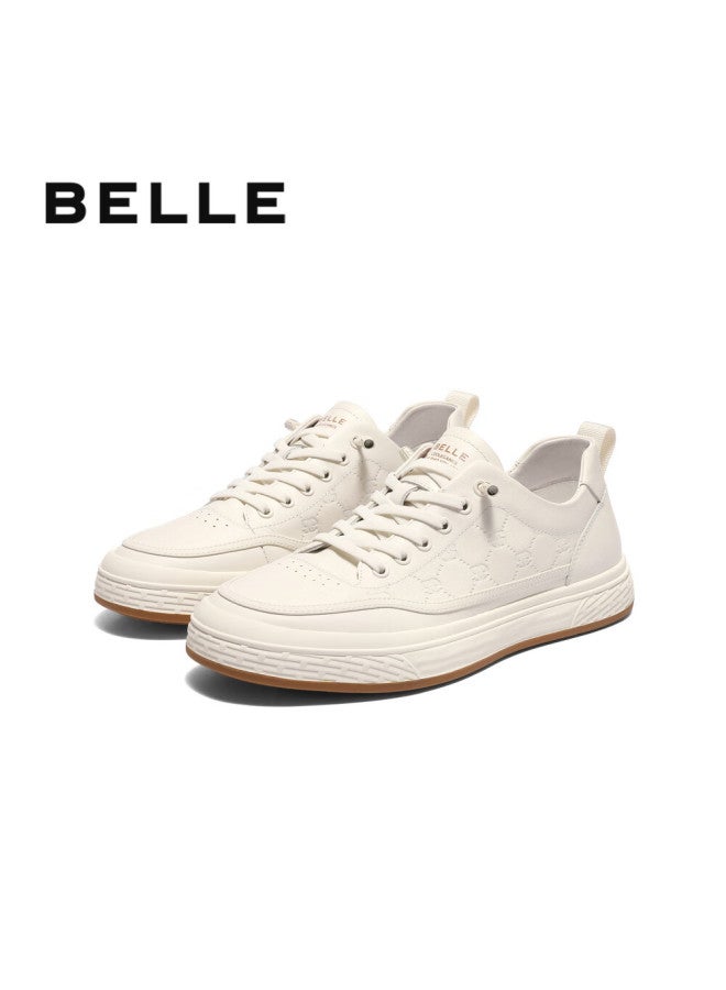 Belle Men's Casual Shoes Genuine Leather Embossed Slip-on Sneakers A1468am5 White - Single Layer A1930 39 - Image 5
