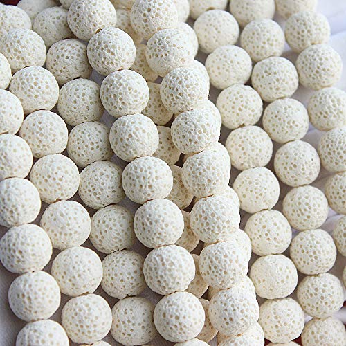 MJDCB Natural Multicolor Volcanic Lava Stone Round Loose Stone Beads DIY for Jewelry Bracelet Making 15" (8mm, White) - Image 4