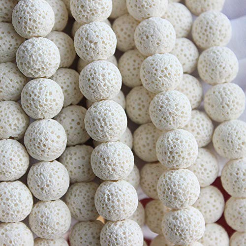 MJDCB Natural Multicolor Volcanic Lava Stone Round Loose Stone Beads DIY for Jewelry Bracelet Making 15" (8mm, White) - Image 2