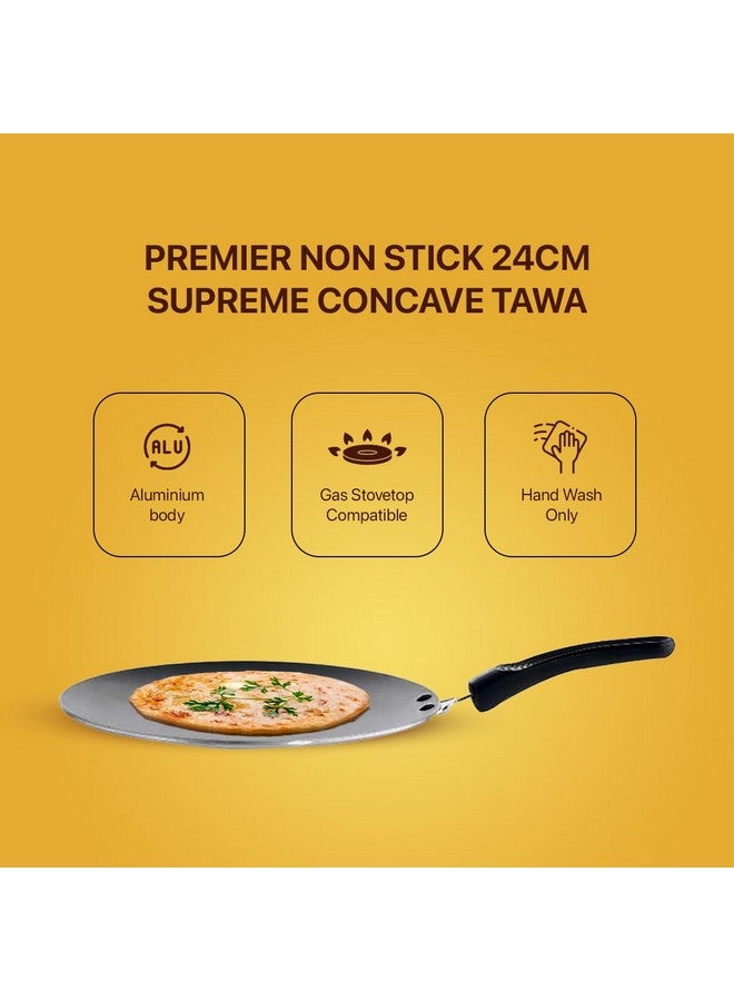 Premier Non Stick 24cm Supreme Concave Tawa - Perfect for Dosas, Pancakes, Durable, Non-Stick Surface for Healthier Meals, Lightweight, Durable, Heat Resistant, Dishwasher Safe Tawa - Image 2