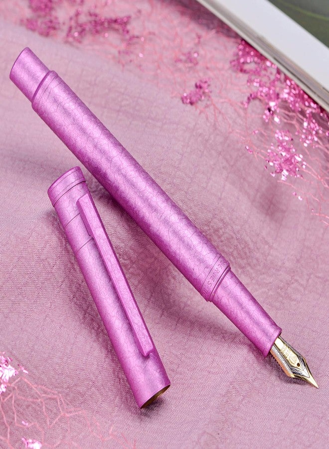 Asvine Hongdian 1851 Forest Fountain Pen Pink Ice Flowers, Extra Fine Nib Classic Design with Converter and Metal Pen Case - Image 5