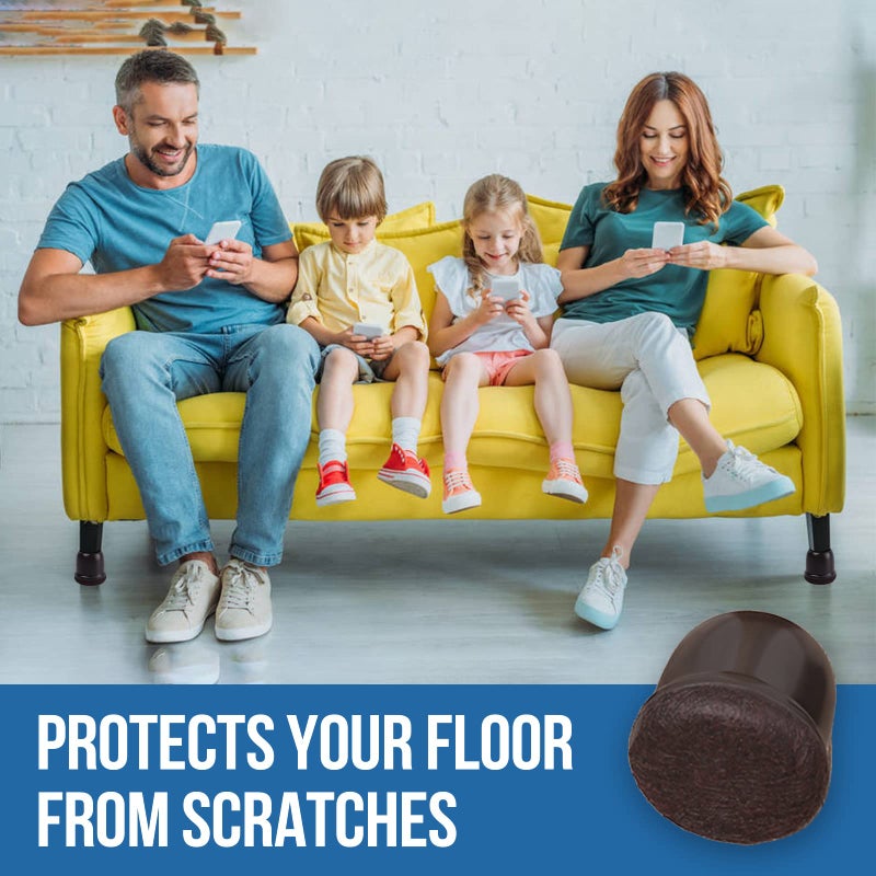 MOYOHIM 24 Pcs Small Chair Leg Floor Protectors For Hardwood Floors  Upgraded Rubber Chair Leg Caps With Felt Pads  Dark Brown Furniture Leg Covers Protect Floors From Scratches Reduce Noise (Fit 0.75""-1"") - Image 2