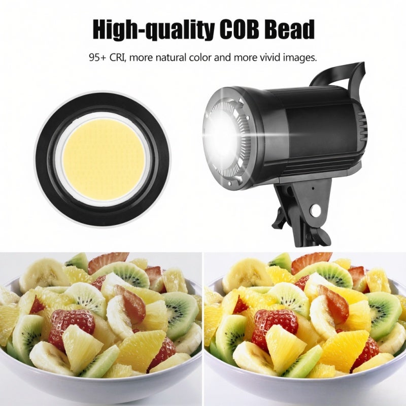 LED Video Light 60W 5500K Dimmable - Portable 1.04kg Bowens Mount Studio Portrait Light with Silent Cooling for Photography Video Recording Outdoor Filmmaking - Image 5