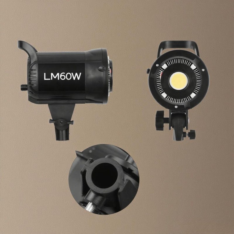 LED Video Light 60W 5500K Dimmable - Portable 1.04kg Bowens Mount Studio Portrait Light with Silent Cooling for Photography Video Recording Outdoor Filmmaking - Image 2