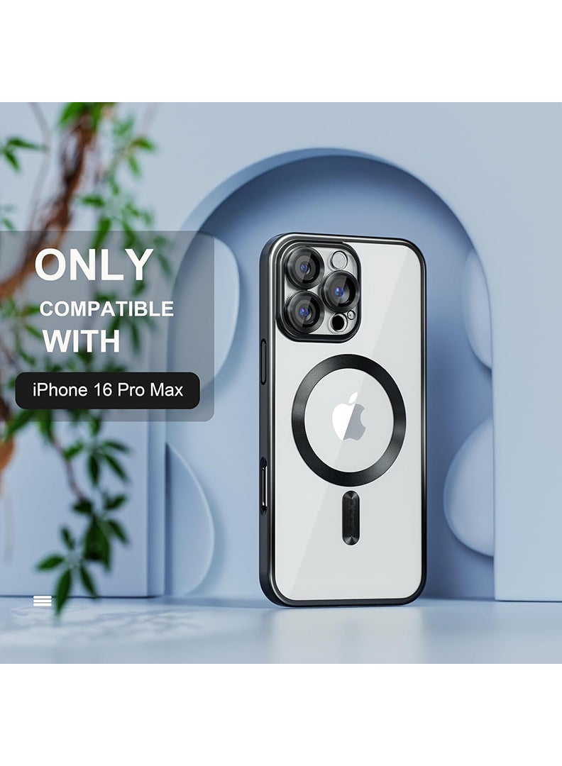Theodor Magnetic Case for iPhone 16 Pro Max with MagSafe Drop Protection Full Camera Lens Protector And Clear Screen Protector Soft Clear Phone Case 6.9 inch - Black - Image 2