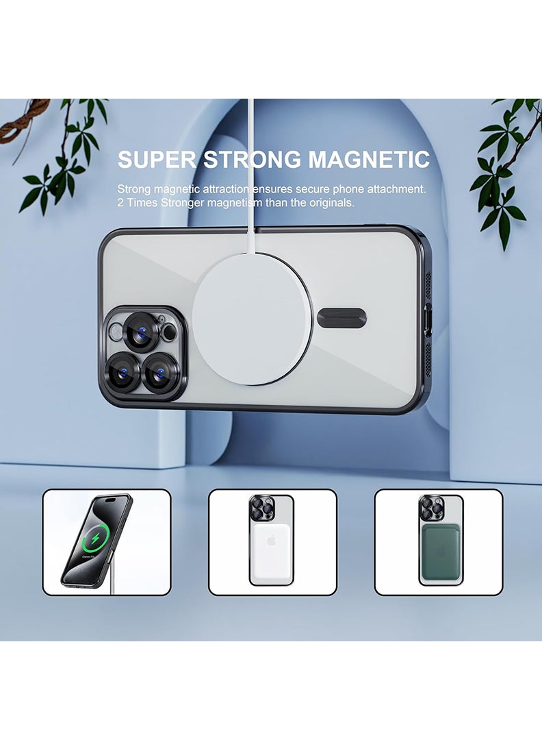 Theodor Magnetic Case for iPhone 16 Pro Max with MagSafe Drop Protection Full Camera Lens Protector And Clear Screen Protector Soft Clear Phone Case 6.9 inch - Black - Image 5