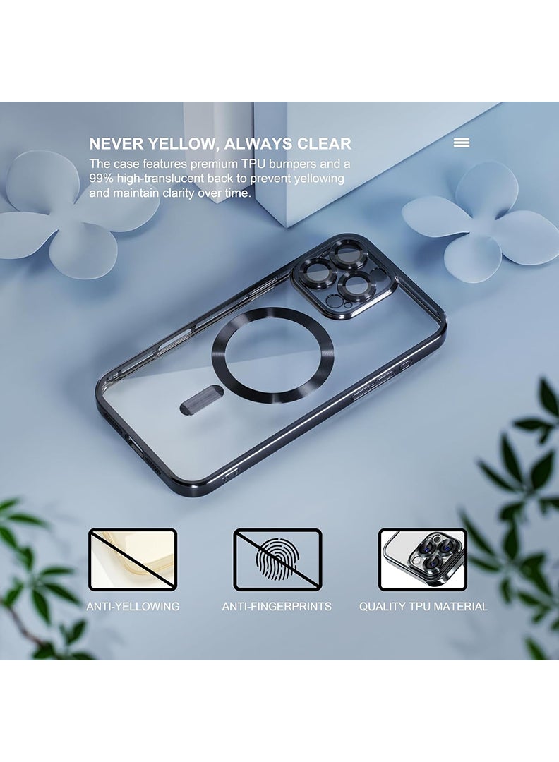 Theodor Magnetic Case for iPhone 16 Pro Max with MagSafe Drop Protection Full Camera Lens Protector And Clear Screen Protector Soft Clear Phone Case 6.9 inch - Black - Image 3