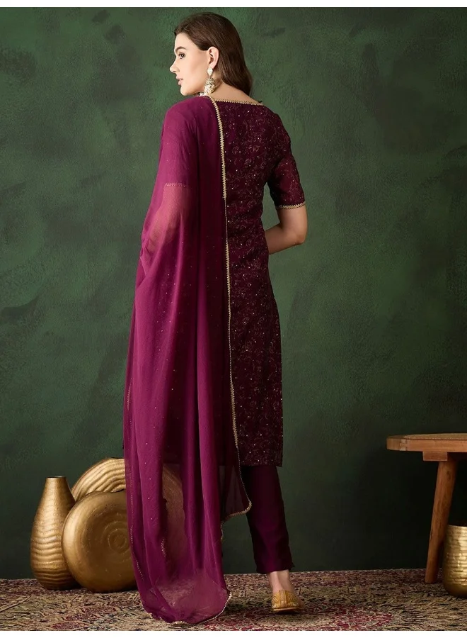 AKS Baigani Gold print Chanderi Kurta Set