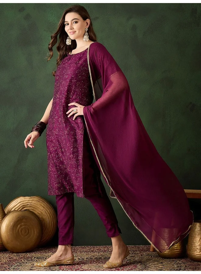 AKS Baigani Gold print Chanderi Kurta Set