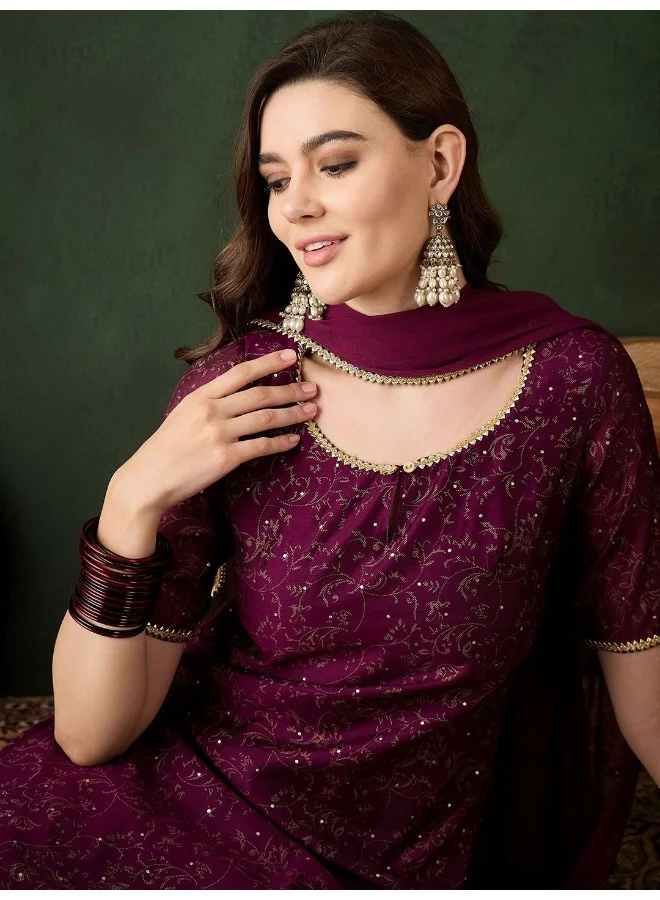 AKS Baigani Gold print Chanderi Kurta Set