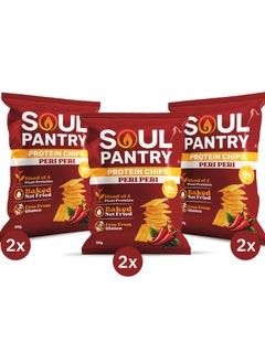 Soul Pantry Peri Peri Protein Chips, With High Protein Crunch Bold Peri Peri Flavor, Infused with Plant Proteins for an Irresistible Bite, Baked Vegan Friendly, Pack of 6  - Image 1