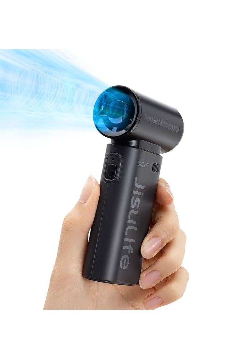 جيسيو لايف مروحة JISULIFE المحمولة باليد، قابلة لإعادة الشحن عبر USB صغير [مدة تبريد قصوى 18 ساعة]، بطارية صغيرة 5000 مللي أمبير/ساعة، مروحة مكياج/رموش شخصية، مروحة جيب بخمس سرعات للنساء والرجال والسفر والتخييم في الهواء الطلق، لون أسود - Image 1