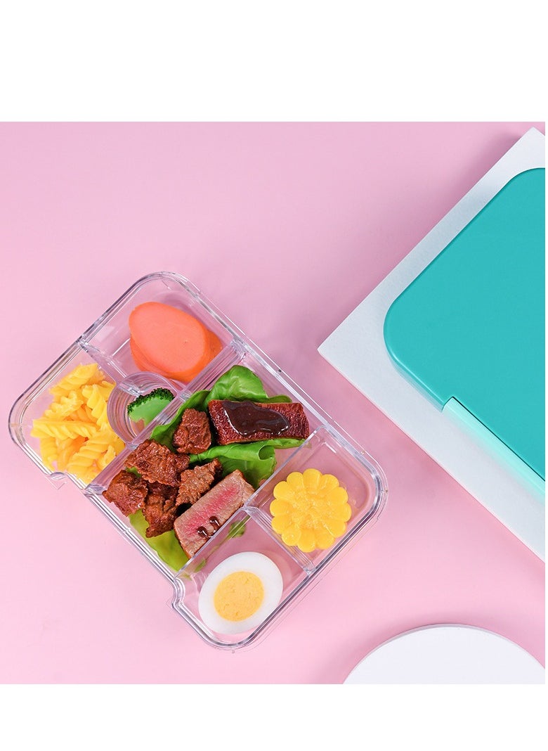 JWSISSIE Single Button Leak Proof Children's Bento Box Sealed And Fresh-Keeping 6 Compartments Plastic Lunch Box Sky Blue 800-1000ML  - Image 3