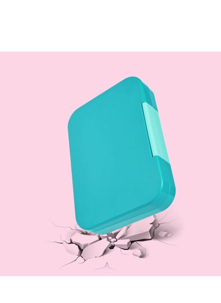 JWSISSIE Single Button Leak Proof Children's Bento Box Sealed And Fresh-Keeping 6 Compartments Plastic Lunch Box Sky Blue 800-1000ML  - Image 4