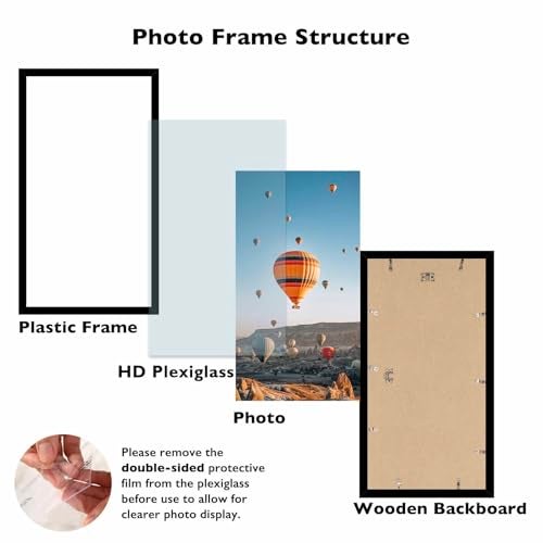 JCJMY 9x16 Picture Frame Black for Wall Hanging, Wall Mounting Horizontally or Vertically, 9 x 16 Wall Gallery Poster Photo Frame with Shatter Resistant Plexiglass, Black - Image 2
