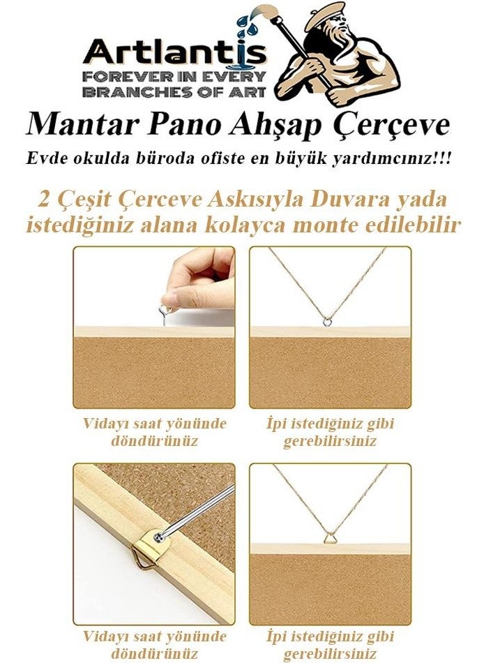 Artlantis Cork Board Wooden Frame 30X40 cm 1 Piece Map Nail Gift Wall Mounted Cork Frame At Home School Office Office  - Image 3