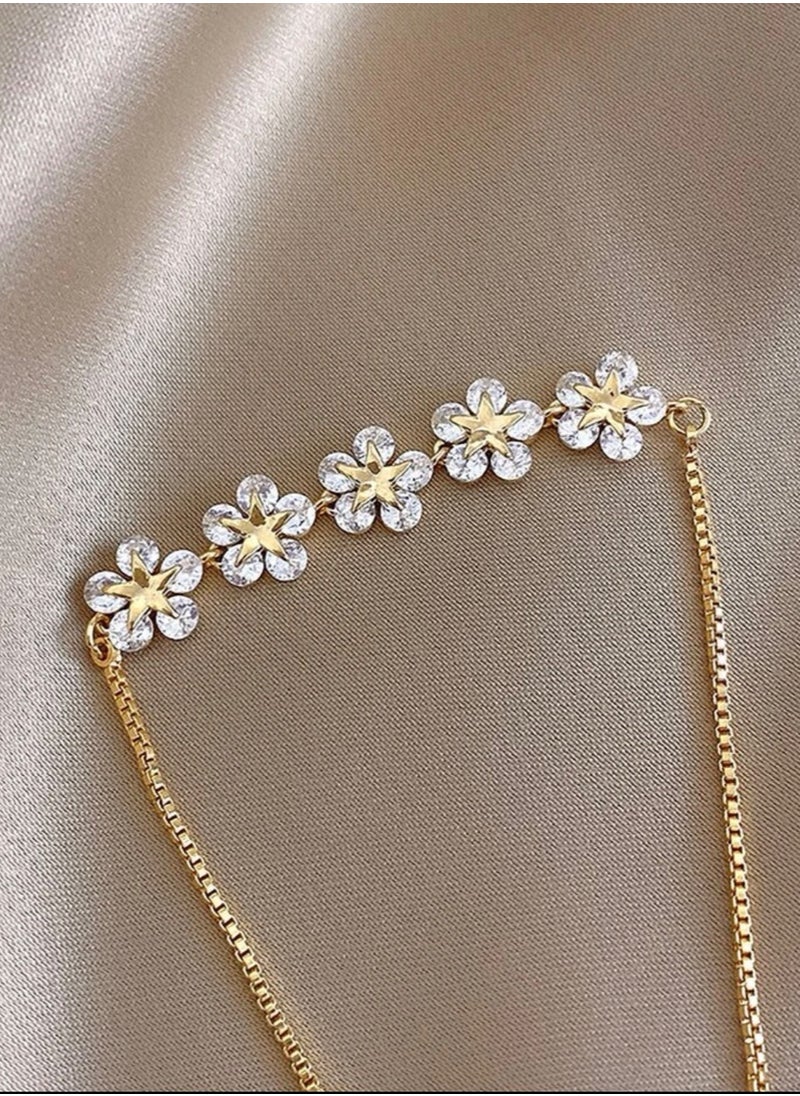 sixtyfour Gold Plated Cubic Zircon Flower Decor Bracelet For Women  - Image 2