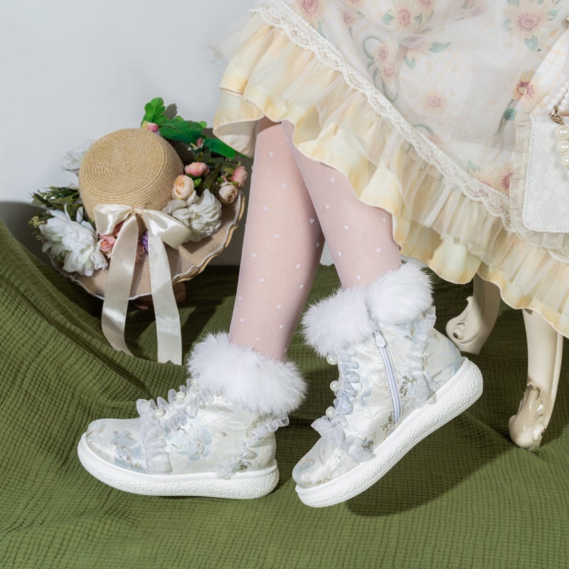 Foreign Single 2024 National Style Lace 33-43 Big Children National Tide Cheongsam Chinese Clothing Lolita Short Boots - Image 3