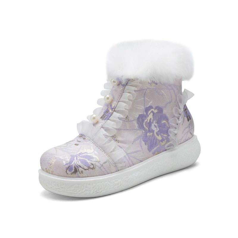 Foreign Single 2024 National Style Lace 33-43 Big Children National Tide Cheongsam Chinese Clothing Lolita Short Boots - Image 1