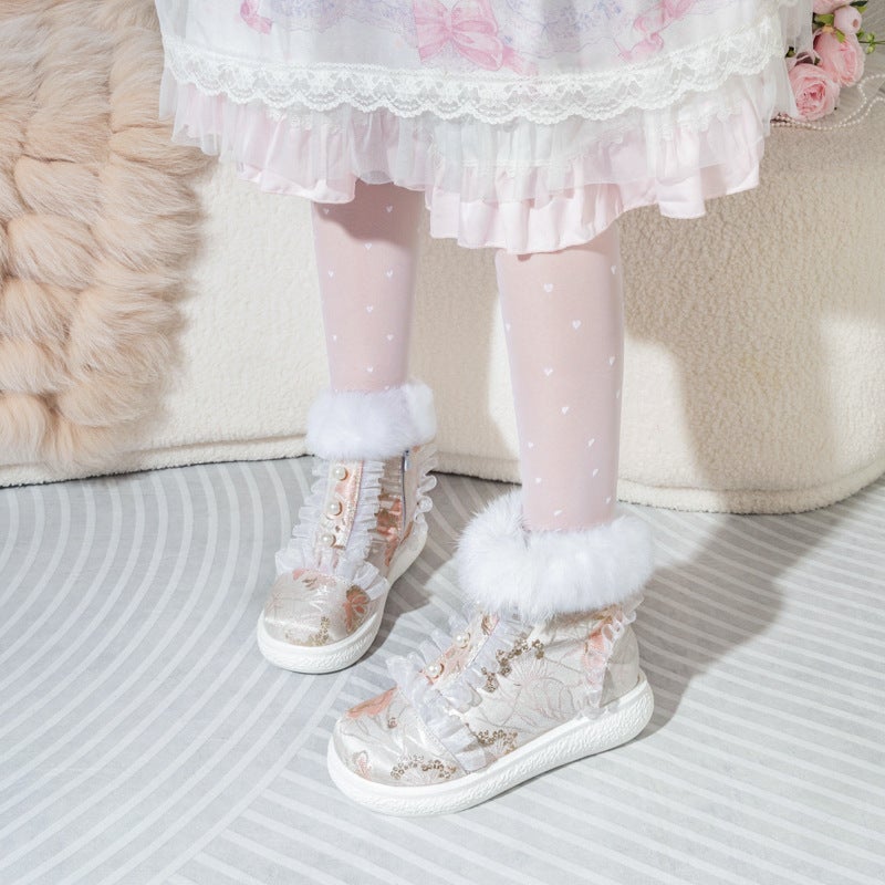 Foreign Single 2024 National Style Lace 33-43 Big Children National Tide Cheongsam Chinese Clothing Lolita Short Boots - Image 2