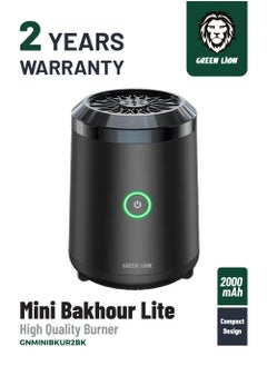 GREEN LION Mini Bakhour 2 Rechargable Incense Burner / Bukhour / Luxury Scent  / Auto Off Feature / Type-C Charging / Compact & Portable / 10-15 Times Working Capacity / Accompanied by Fragrance / 2000mAh Battery - Black  - Image 1