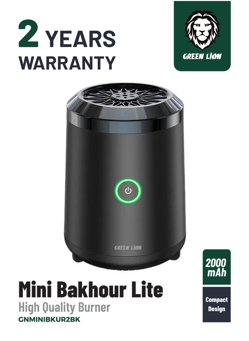 Mini Bakhour 2 Rechargable Incense Burner / Bukhour / Luxury Scent  / Auto Off Feature / Type-C Charging / Compact & Portable / 10-15 Times Working Capacity / Accompanied by Fragrance / 2000mAh Battery - Black