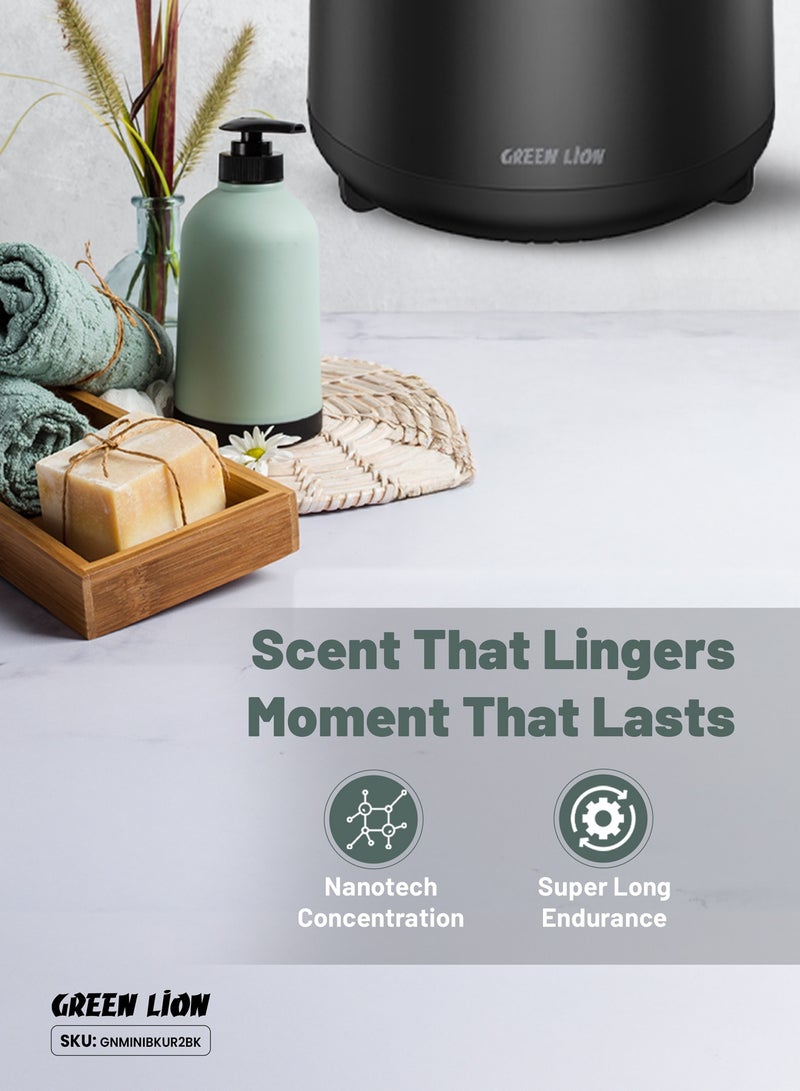 GREEN LION Mini Bakhour 2 Rechargable Incense Burner / Bukhour / Luxury Scent  / Auto Off Feature / Type-C Charging / Compact & Portable / 10-15 Times Working Capacity / Accompanied by Fragrance / 2000mAh Battery - Black - Image 2