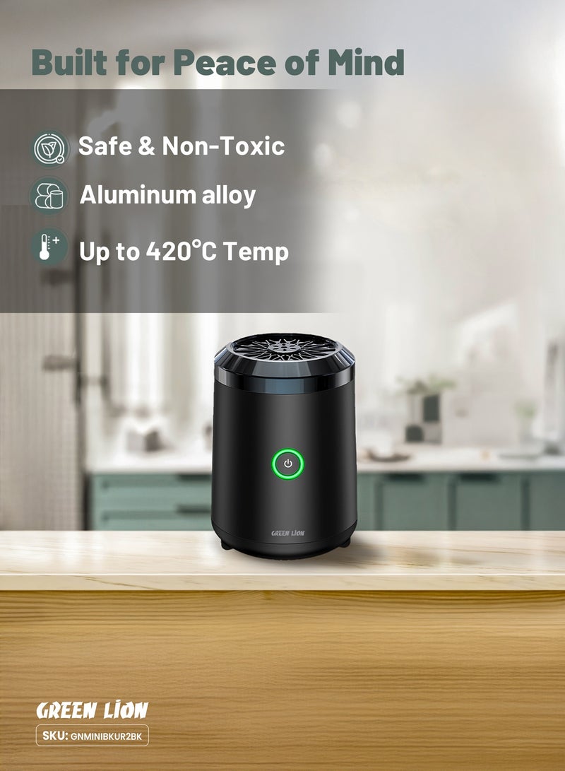 GREEN LION Mini Bakhour 2 Rechargable Incense Burner / Bukhour / Luxury Scent  / Auto Off Feature / Type-C Charging / Compact & Portable / 10-15 Times Working Capacity / Accompanied by Fragrance / 2000mAh Battery - Black - Image 5