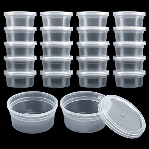GWHOLE Slime Containers with Lids 20 Pack Small Plastic Containers Reusable for Slime Art Work Bead Floam Material Storage45oz - Image 1
