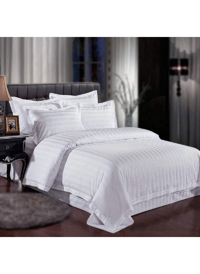 LINENWALAS LINENWALAS 300 TC 100% Cotton Satin Stripes Single Bed Sheet - Premium Hotel Bedsheet and 1 Pillow Covers Set for Hotels, Guest House & B&B (White)  - Image 2